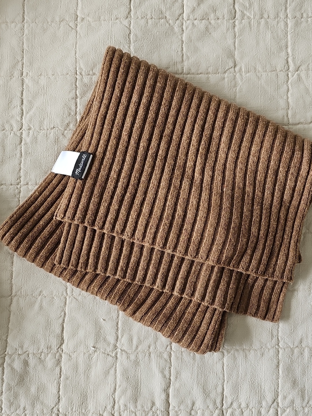 Madewell Wool Brown Knit Ribbed Scarf